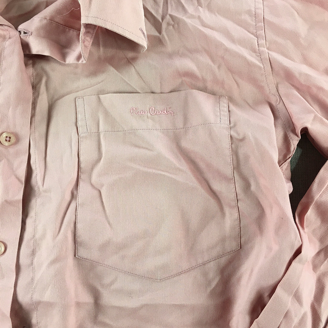 Vintage Pierre Cardin Mens Shirt Size M Pink Long Sleeve Button-Up