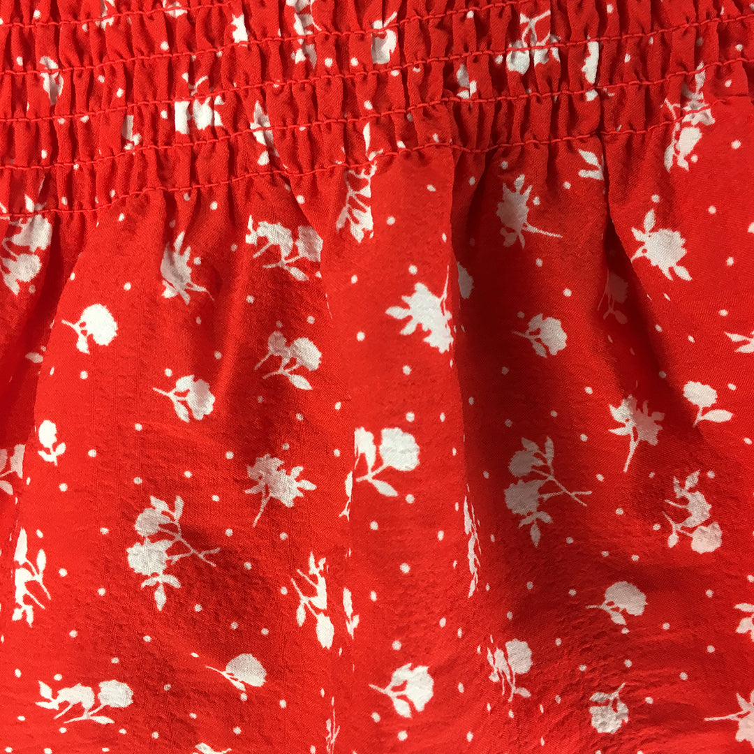 H&M Womens Mini Skirt Size S Red Floral Elastic Waist Mermaid Hem