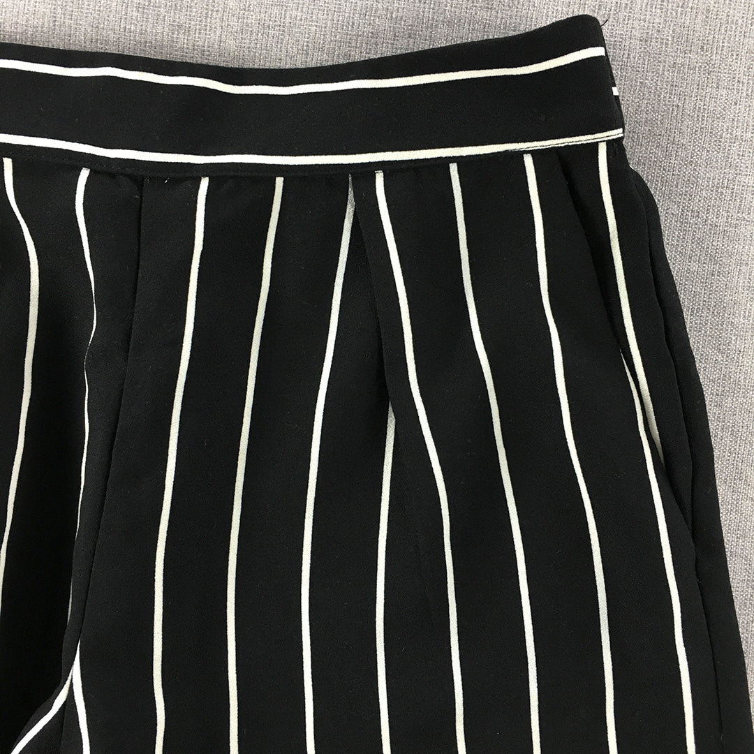 Decjuba Womens Shorts Size 8 Black Striped Elastic Waist