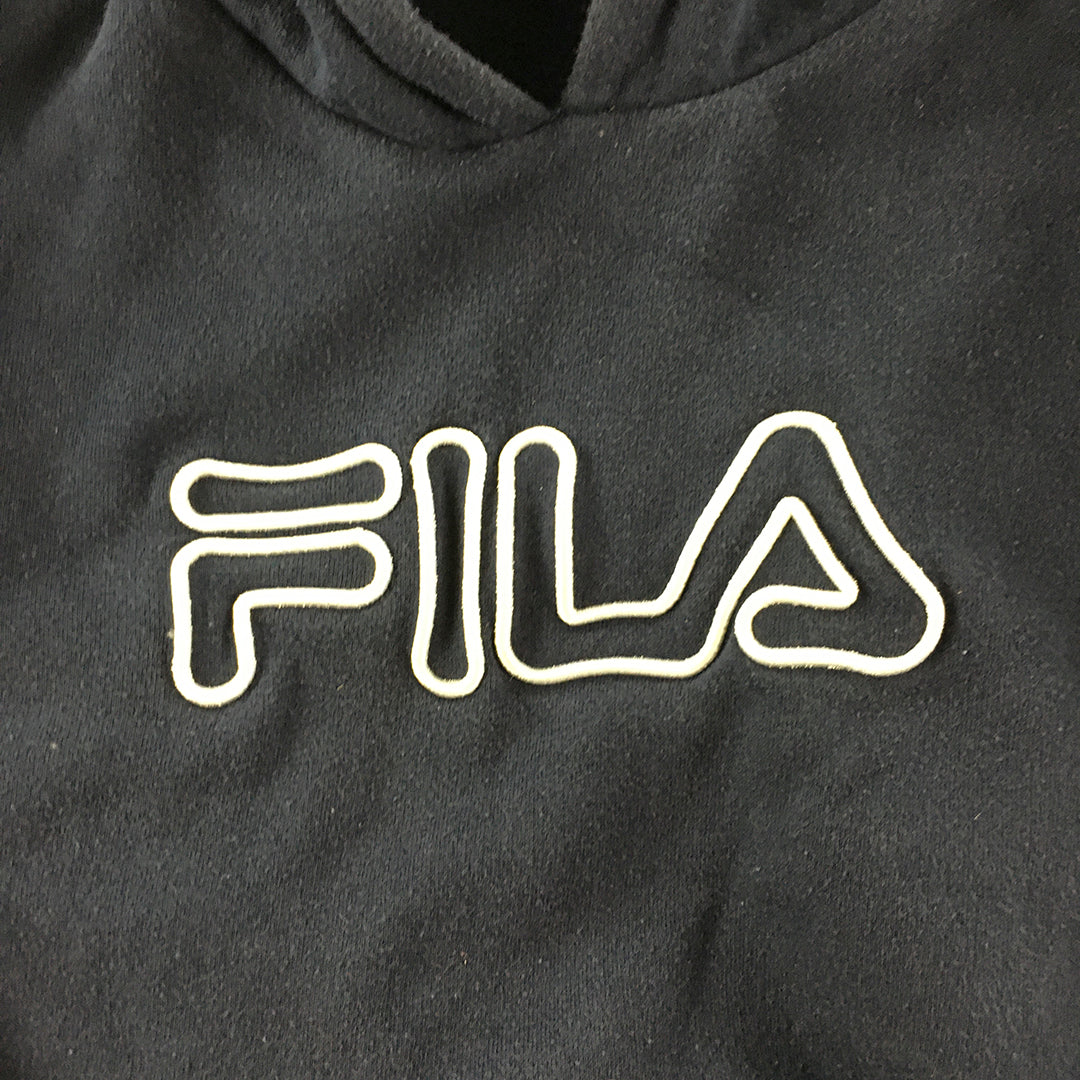 FILA Kids Boys Hoodie Sweater Size 14 Blue Big Embroidered Logo Jumper