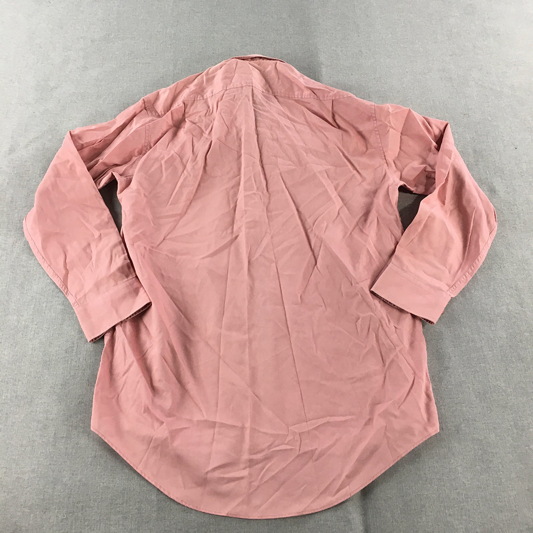 Vintage Pierre Cardin Mens Shirt Size M Pink Long Sleeve Button-Up