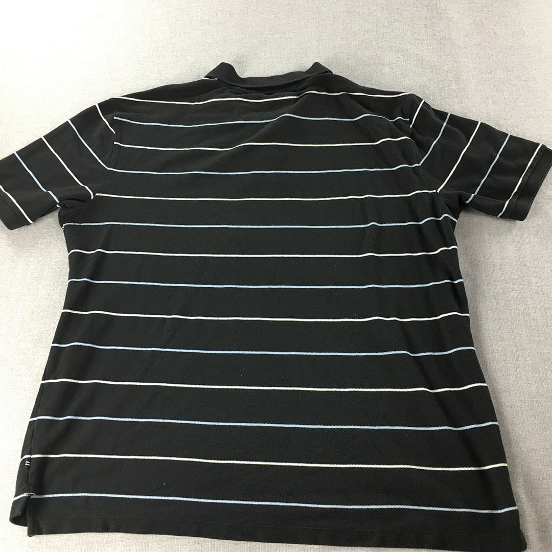 Nautica Mens Polo Shirt Size 2XL Black Striped Collared Rugby