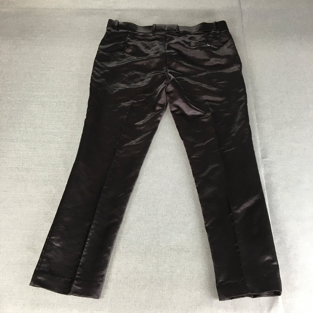 Silver Mod Mens Dress Pants Size 38 (W38 x L30) Dark Purple Shiny Pockets