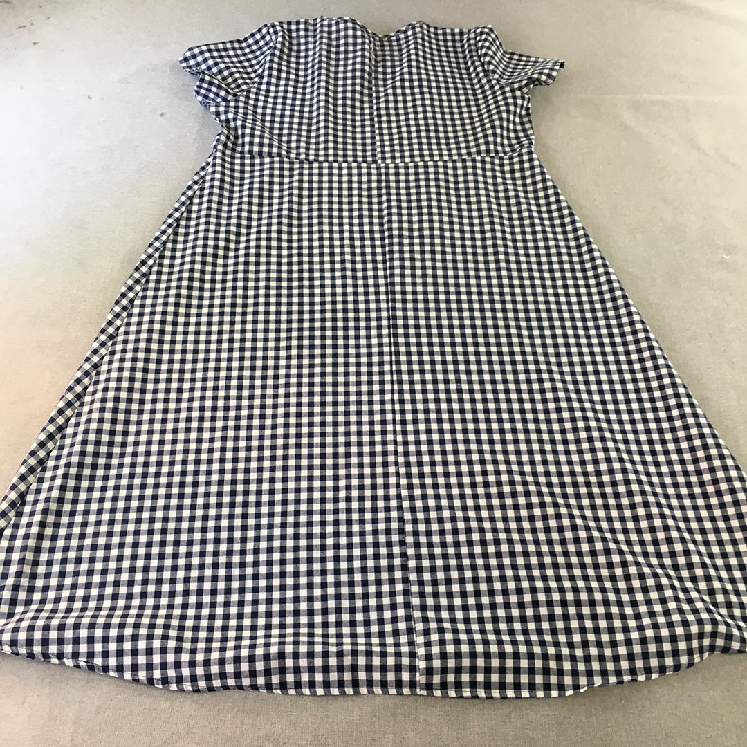 Emery Rose Womens A-Line Dress Size XL Blue White Checkered Midi