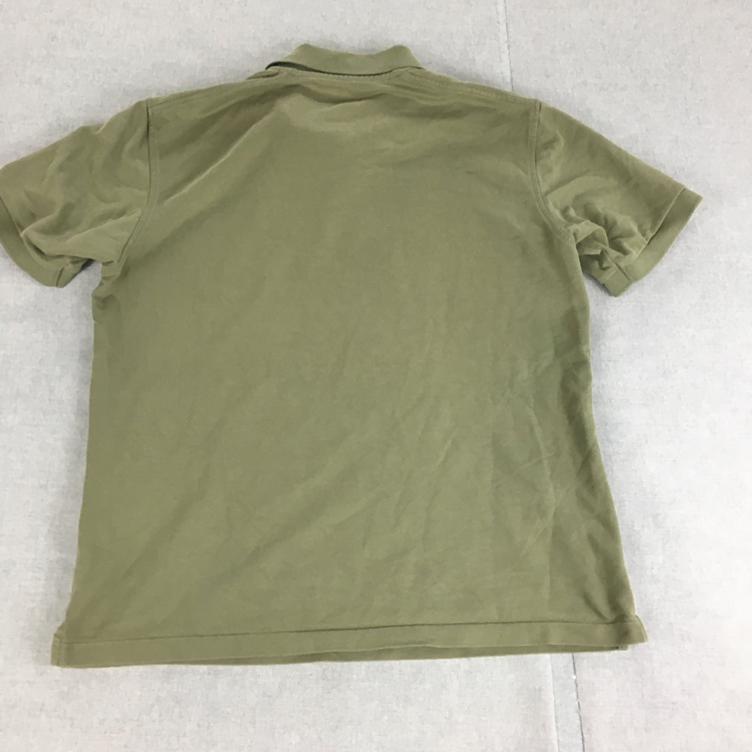 Uniqlo Mens Polo Shirt Size M Khaki Green Short Sleeve Collared Rugby