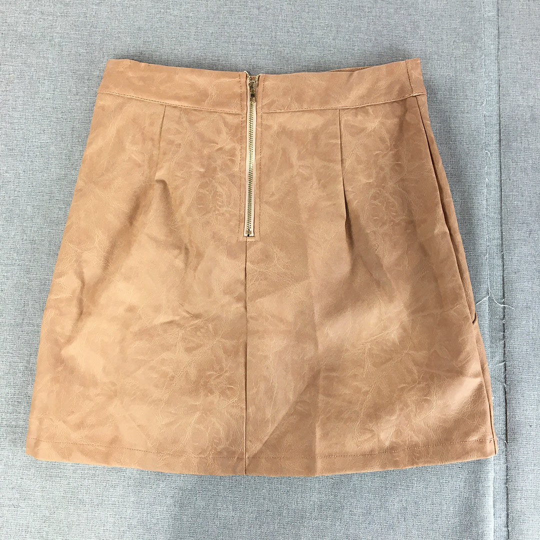 NEW Ava Womens Faux Leather Mini Skirt Size 8 Brown