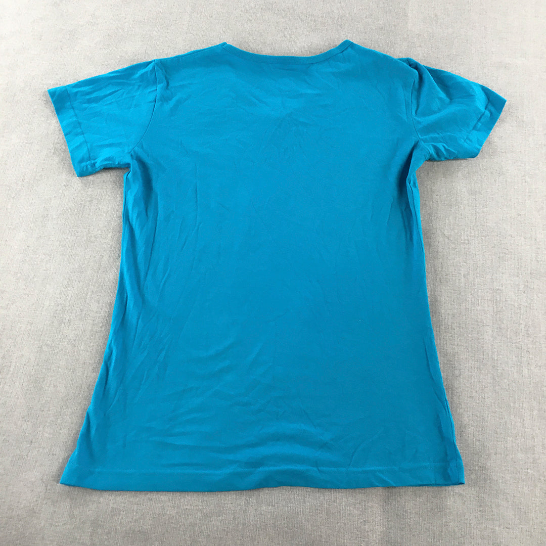 Kiwi Planet Womens T-Shirt Size S Blue NZ New Zealand Short Sleeve V-Neck