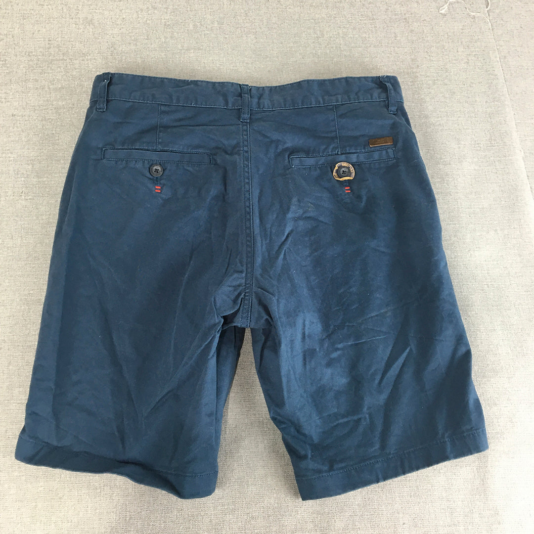 T-Base Mens Chino Shorts Size 30 Blue Pockets Casual Walking