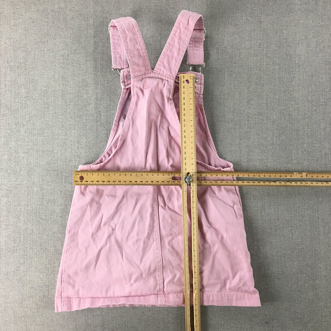 Chupa Chups Kids Girls Overalls Top Size 5 Pink Denim Suspenders Pockets