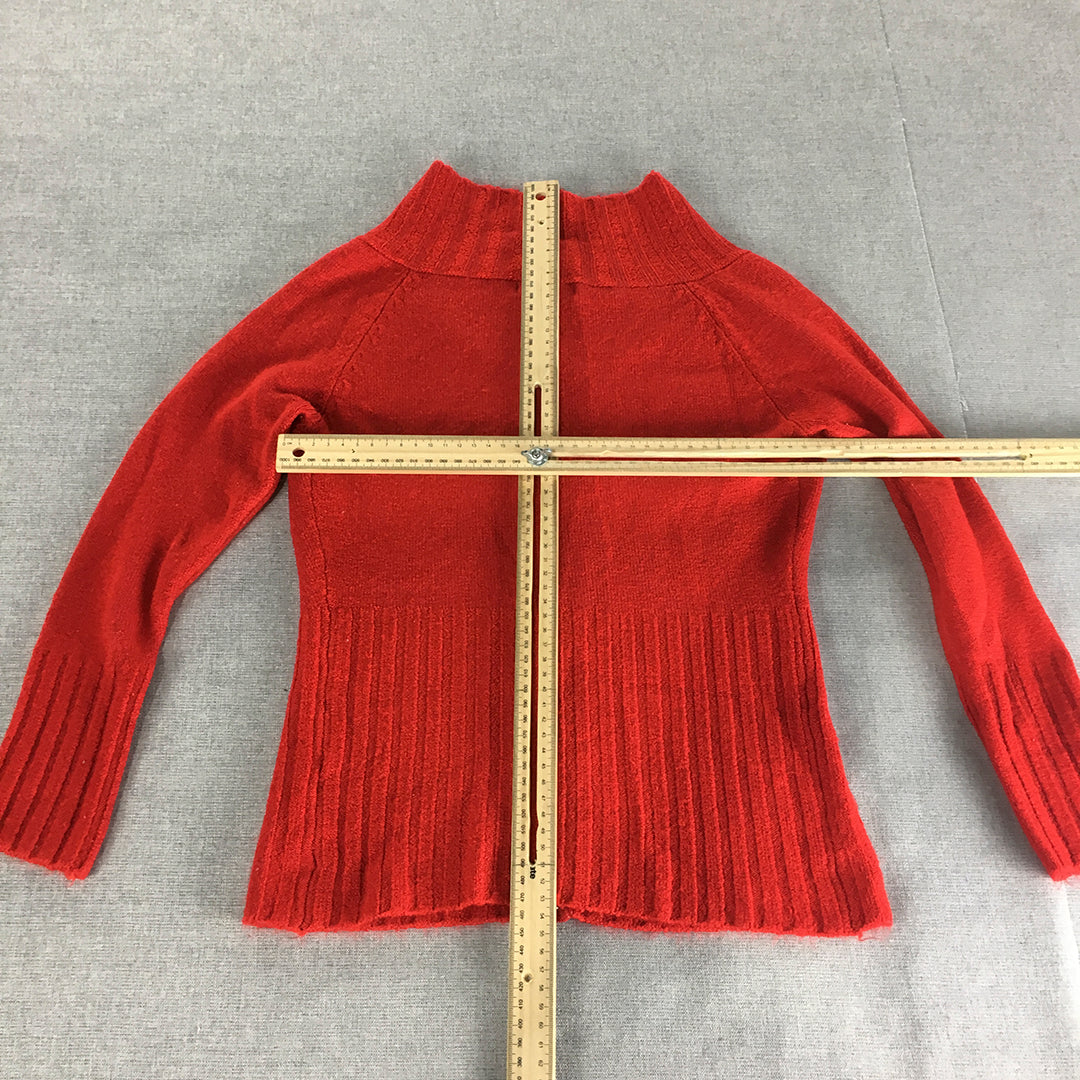 Intelligence Womens Zip-Up Cardigan Size M/L Red Zip-Up Stretch Knit