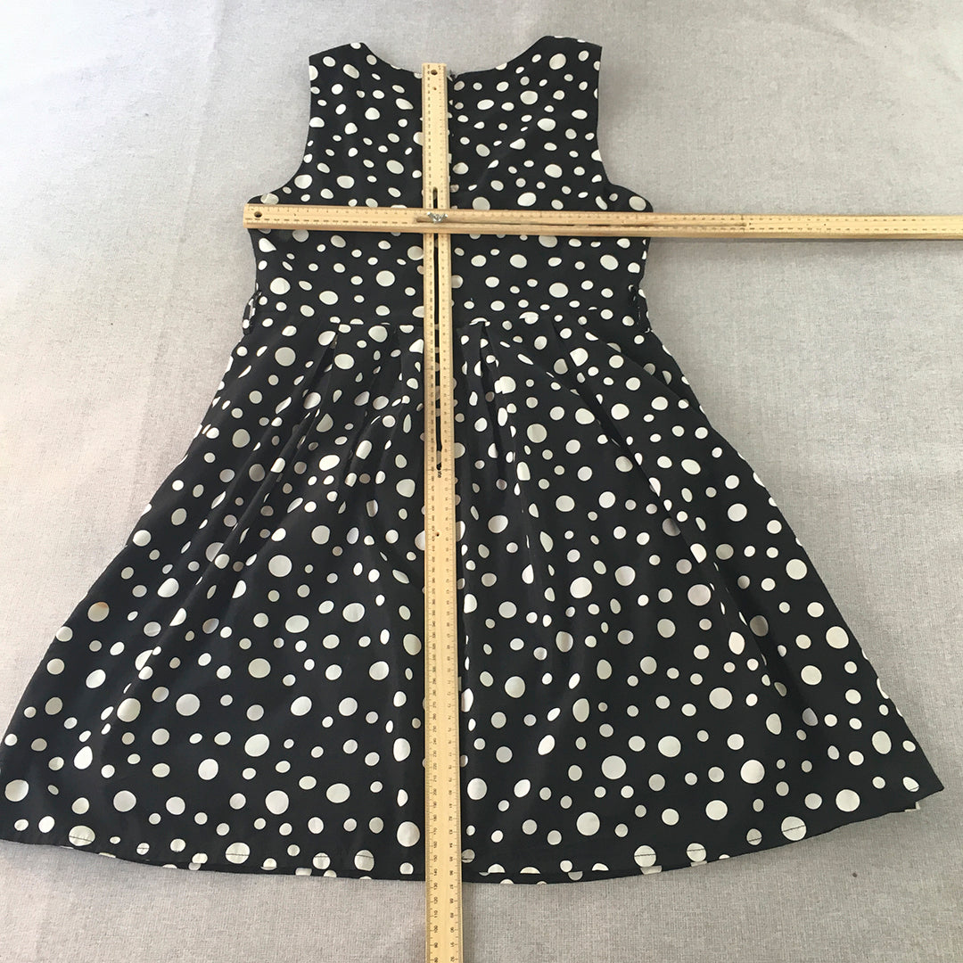 Miracle Womens A-Line Dress Size 12 Black Mini Polka Dot Pleated Sleeveless