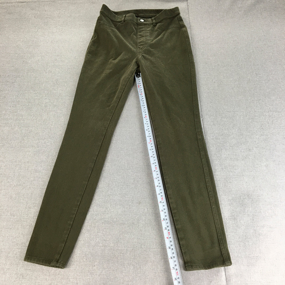 Uniqlo Womens Skinny Jeans Size M Khaki Green Stretch Denim