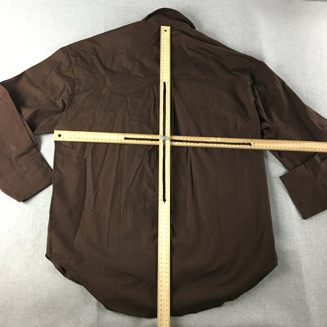 H&M Mens Shirt Size XXS Brown Long Sleeve Button-Up Collared