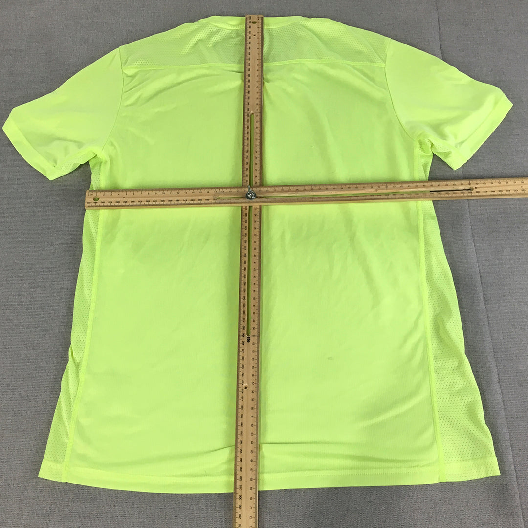 Adidas Running Womens T-Shirt Size M Green Hi-Vis Climacool Short Sleeve Top