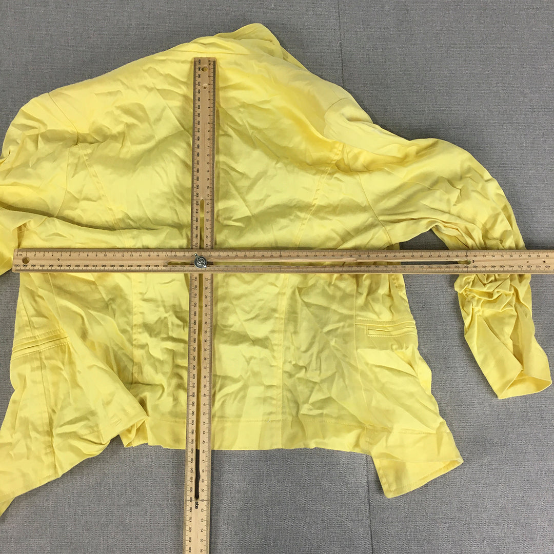 Blockout Womens Blazer Jacket Size 12 Yellow Collared Button Coat