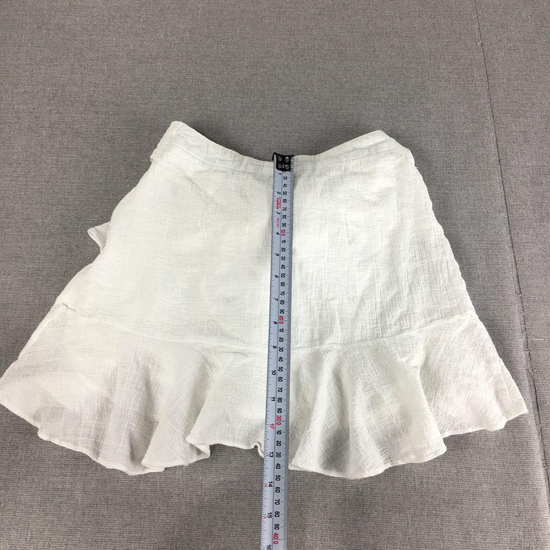 Mooloola Womens Skirt Size 6 White Tiered Belted Mini