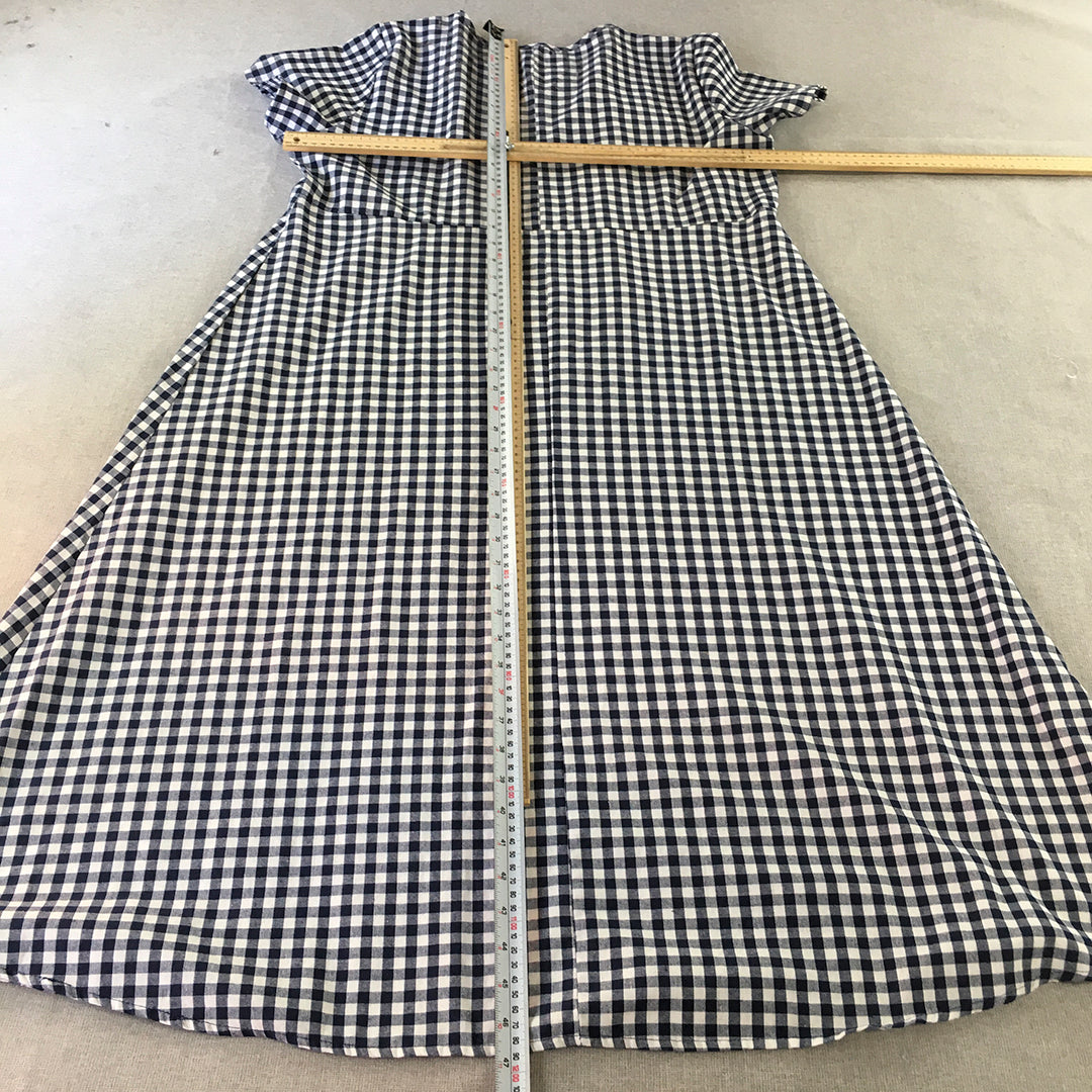 Emery Rose Womens A-Line Dress Size XL Blue White Checkered Midi