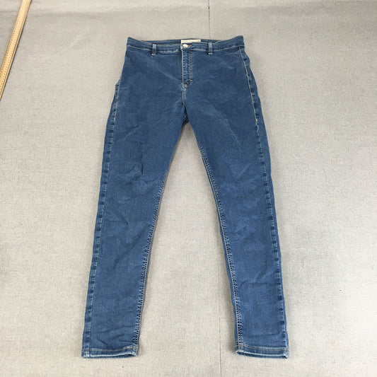 Topshop Joni Womens Skinny Jeans Size 32 Blue Stretch Denim