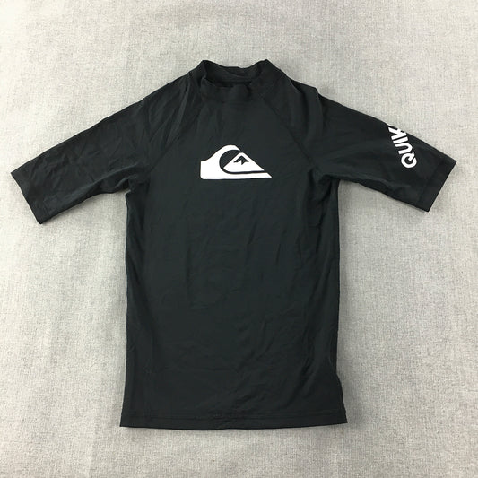 Quiksilver Kids Boys Rash Vest Size S (10 Years) Black Short Sleeve Rashie Surf