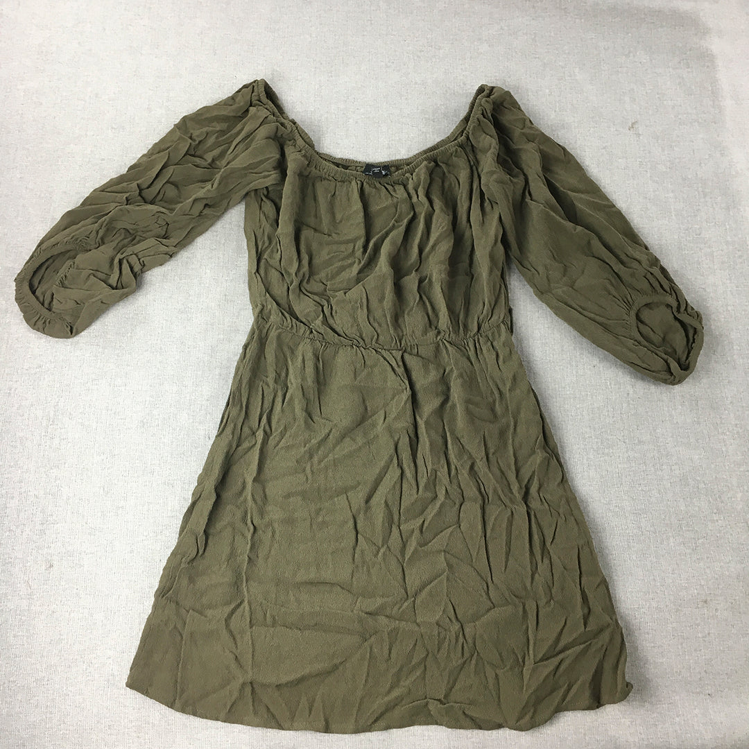 Bardot Womens Mini Dress Size 8 AU Khaki Green A-Line