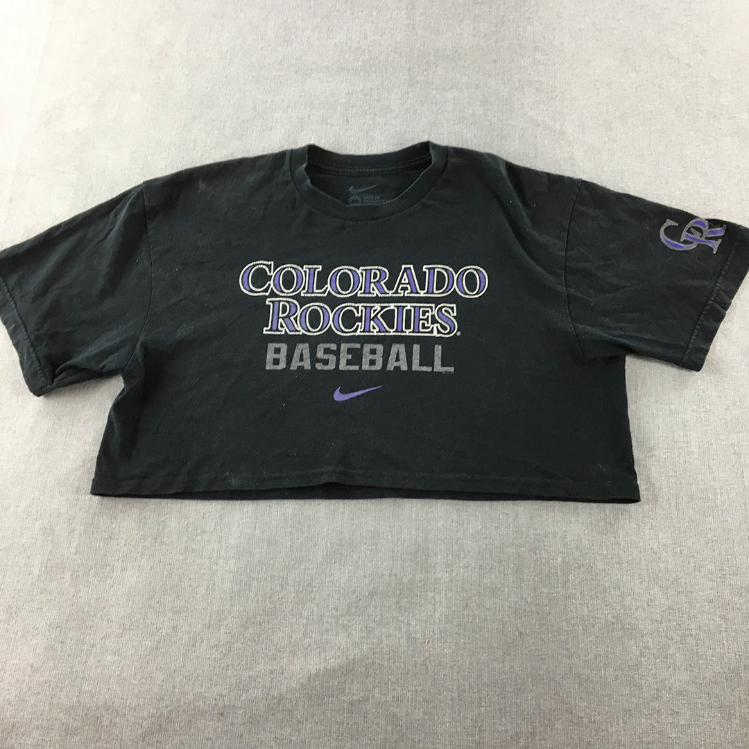 Colorado Rockies Womens Cropped Top Size M Black Nike Short Sleeve T-Shirt