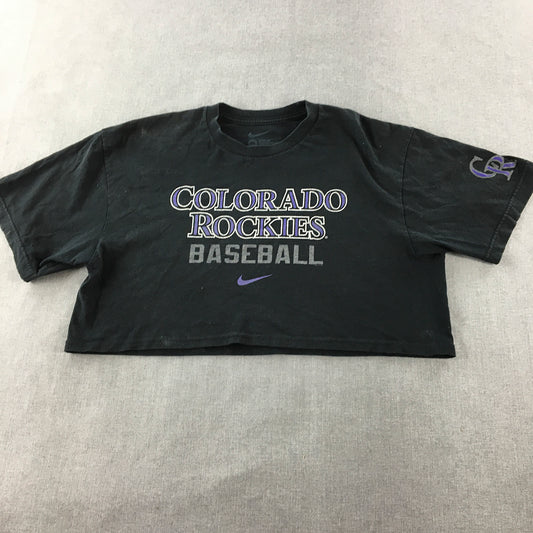 Colorado Rockies Womens Cropped Top Size M Black Nike Short Sleeve T-Shirt