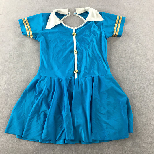 SS Kids Girls Dress Size 10 - 12 Years Blue Frilled Hem Short Sleeve