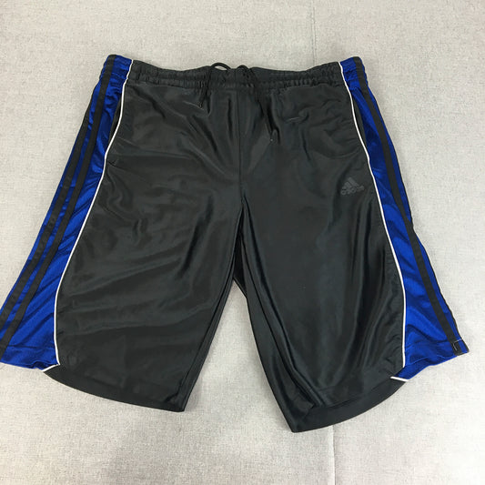 Adidas Mens Basketball Shorts Size XL Black Blue Drawstring Elastic Waist