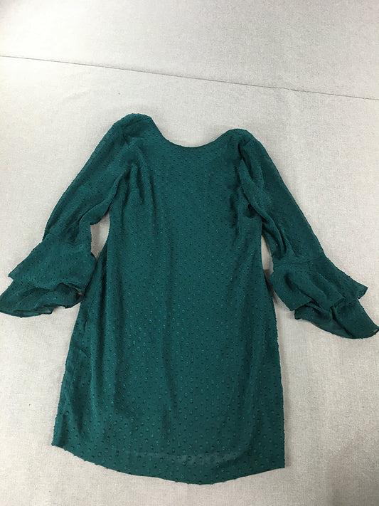 H&M Womens A-Line Dress Size 4 Forest Green Long Sleeve Mini