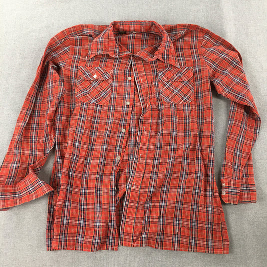 Topps & Trowsers Mens Shirt Size M Red Checkered Button-Up Long Sleeve Pockets