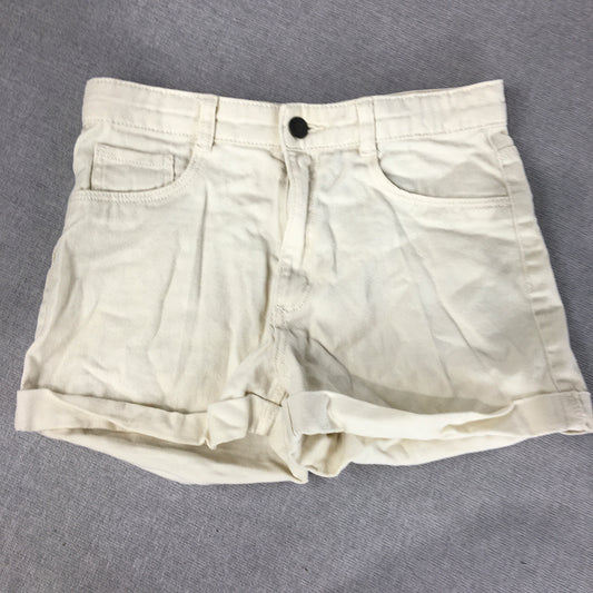 H&M Kids Girls Denim Shorts Size 12 - 13 Years White Bermuda