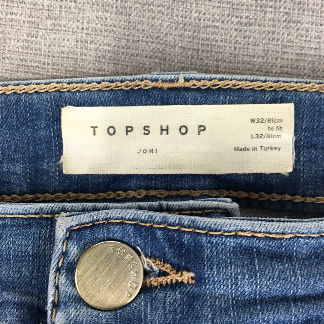 Topshop Joni Womens Skinny Jeans Size 32 Blue Stretch Denim