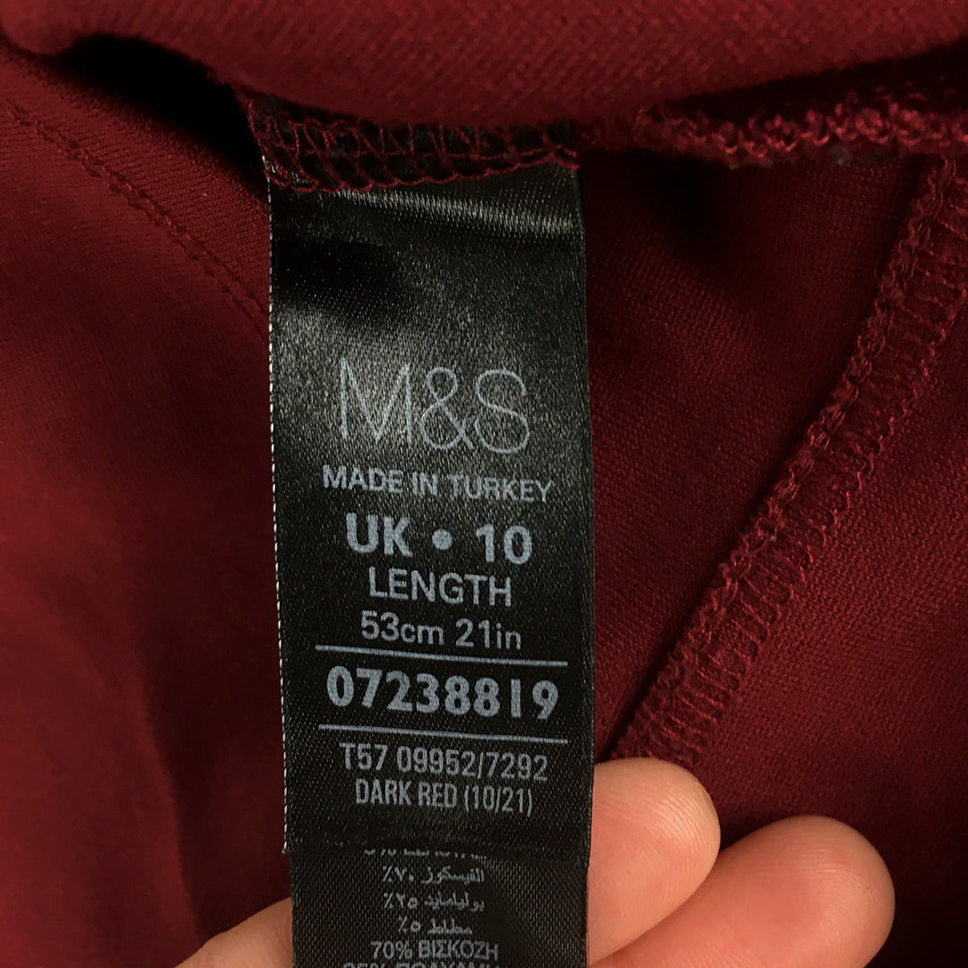 M&S Collection Womens Pencil Skirt Size 10 Red Straight Stretch Fabric