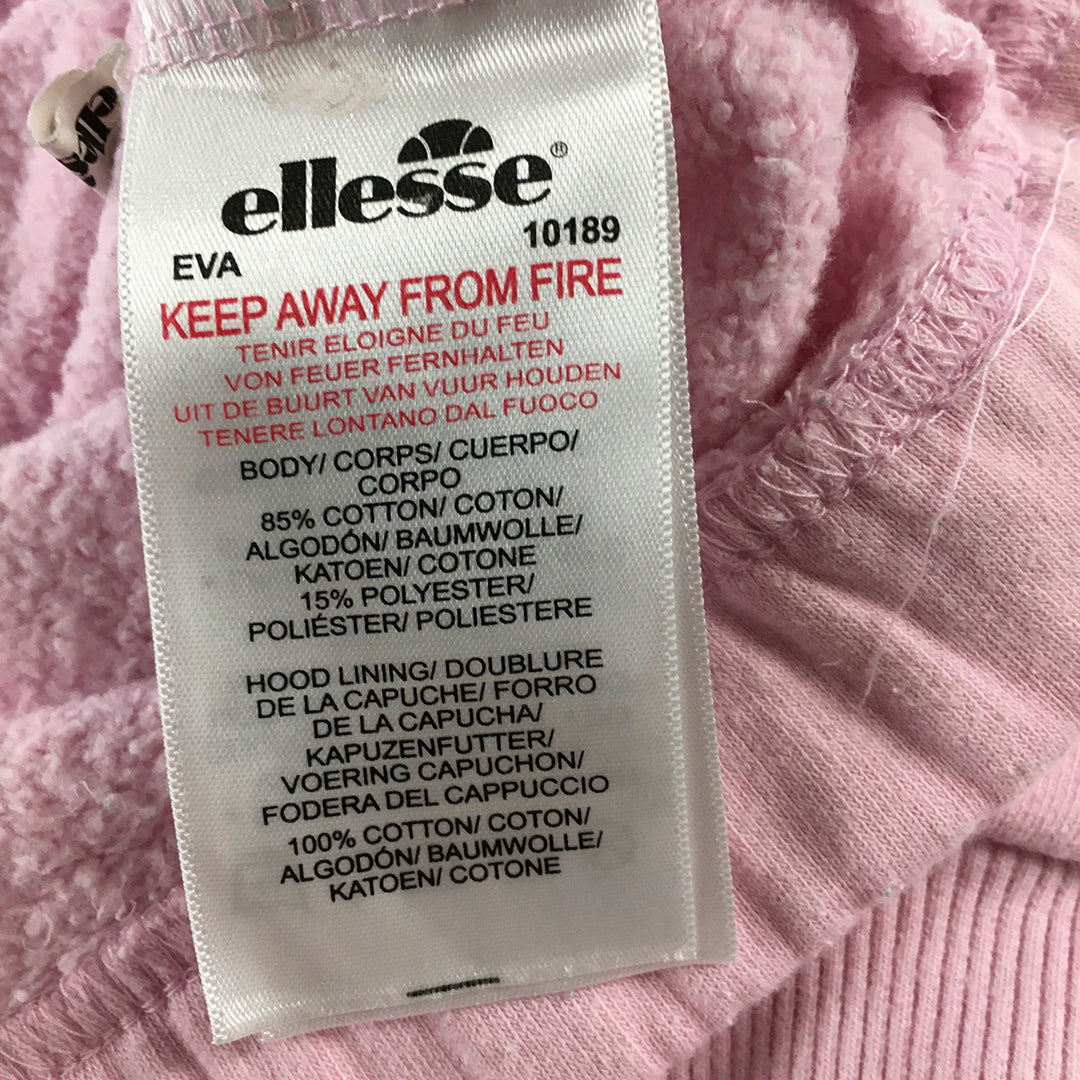 Ellesse Womens Cropped Hoodie Sweater Size 10 Pink Logo Jumper