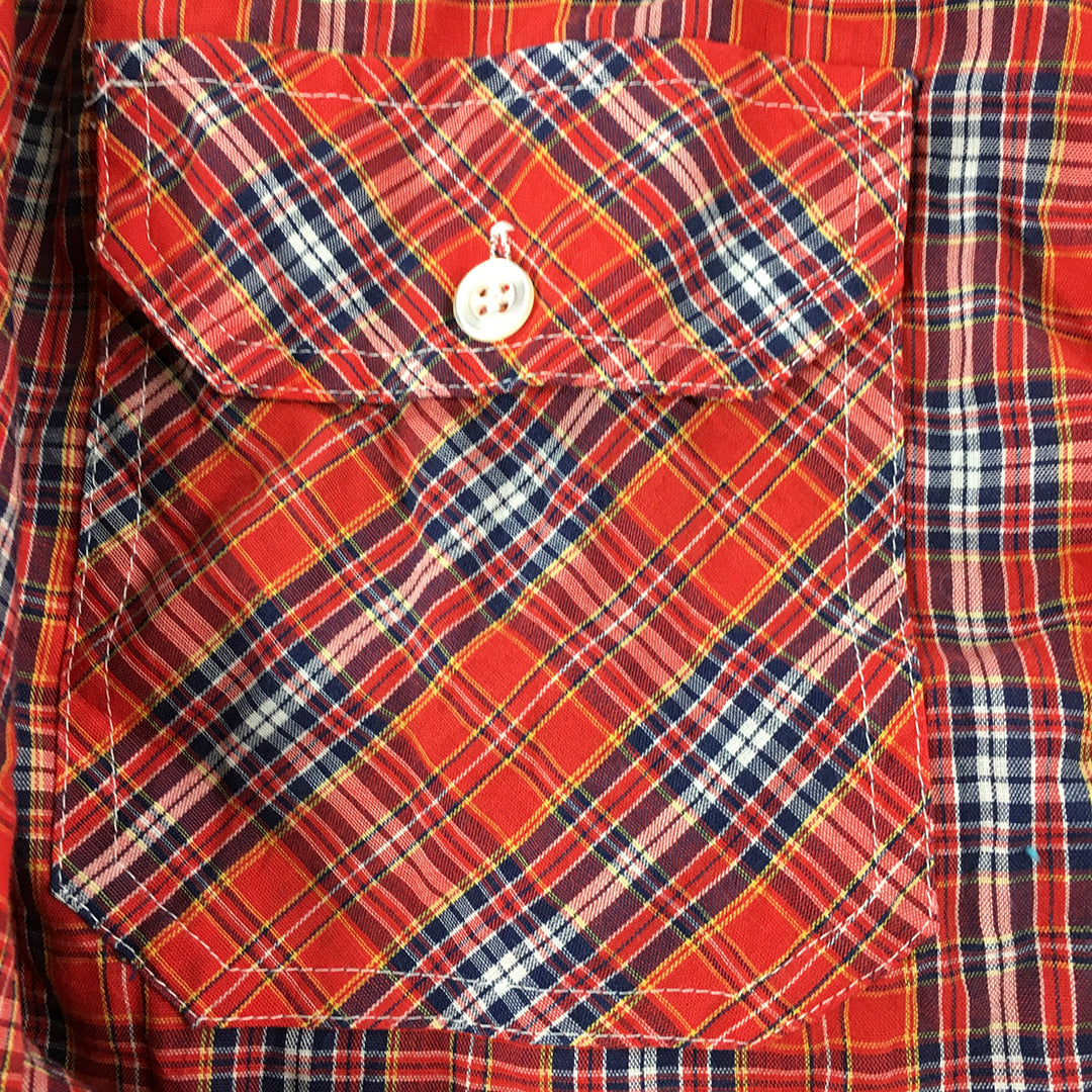 Topps & Trowsers Mens Shirt Size M Red Checkered Button-Up Long Sleeve Pockets