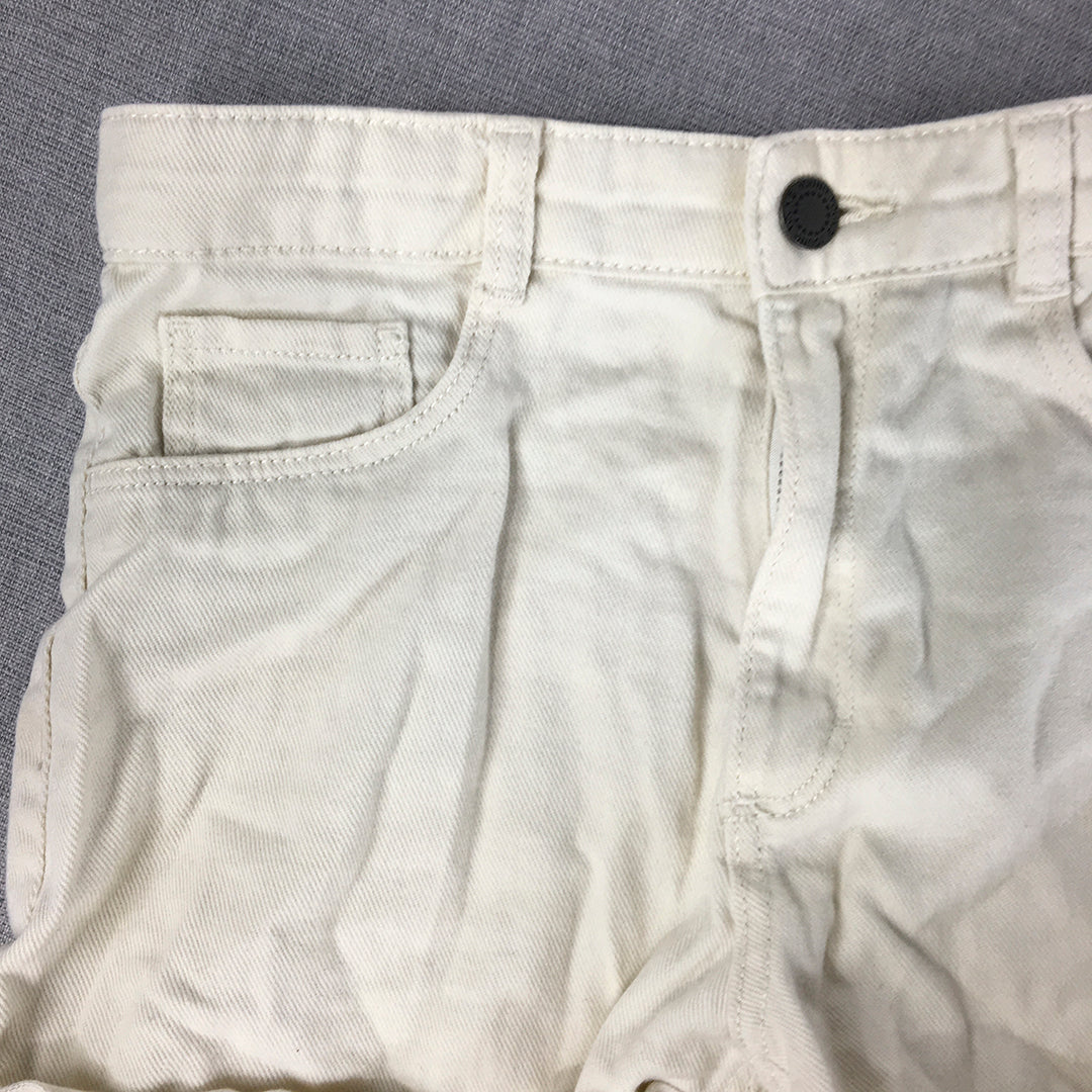 H&M Kids Girls Denim Shorts Size 12 - 13 Years White Bermuda