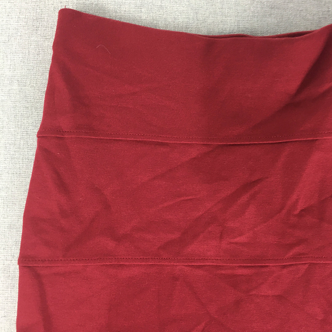 M&S Collection Womens Pencil Skirt Size 10 Red Straight Stretch Fabric