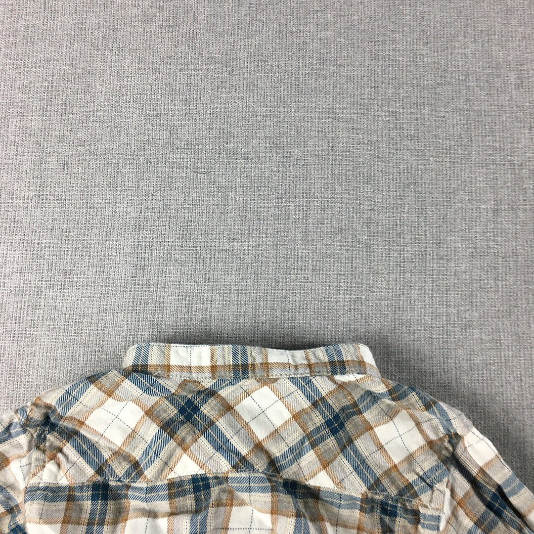 Zara Baby Boys Shirt Size 0 (9 - 12 Months) Brown White Checkered Button-Up