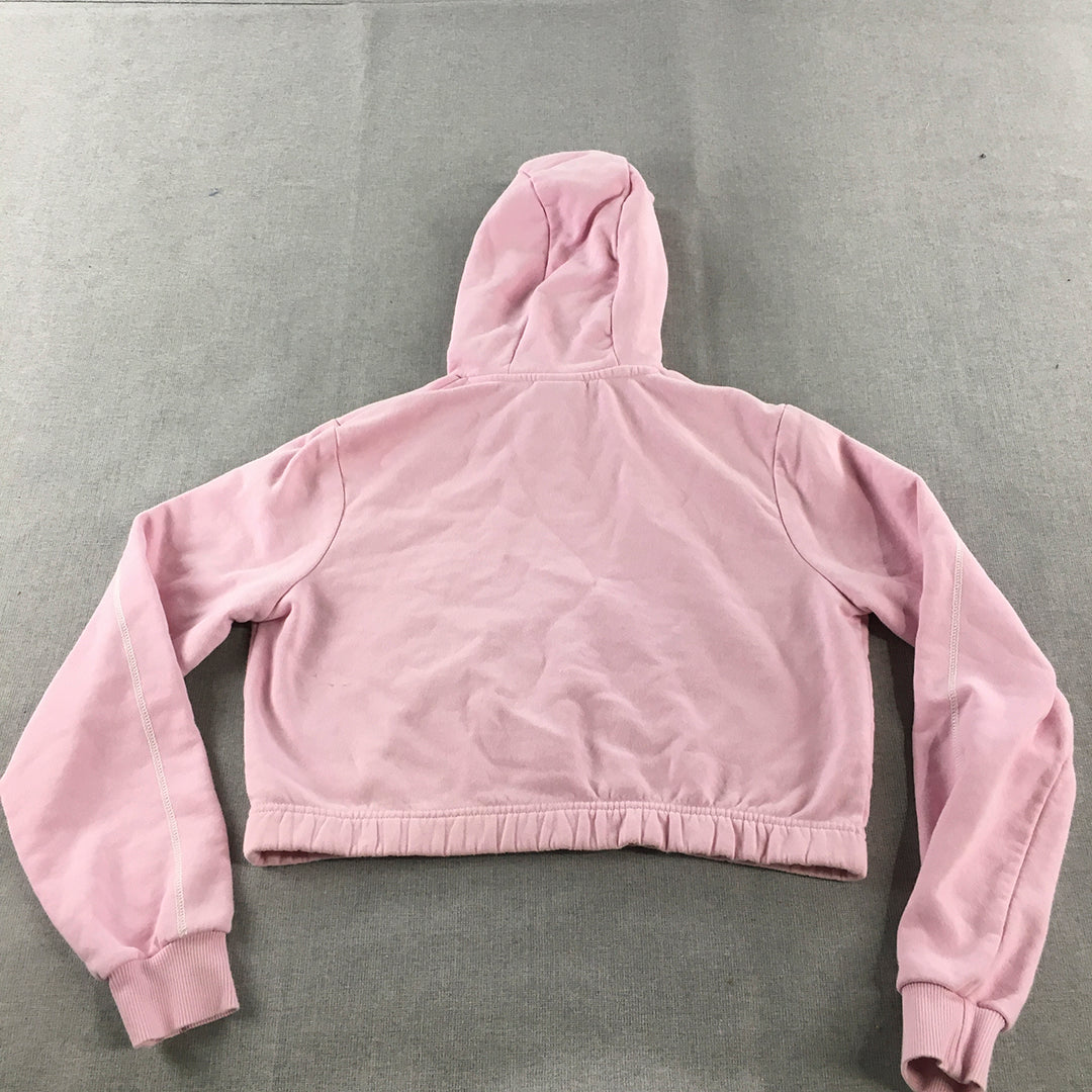 Ellesse Womens Cropped Hoodie Sweater Size 10 Pink Logo Jumper