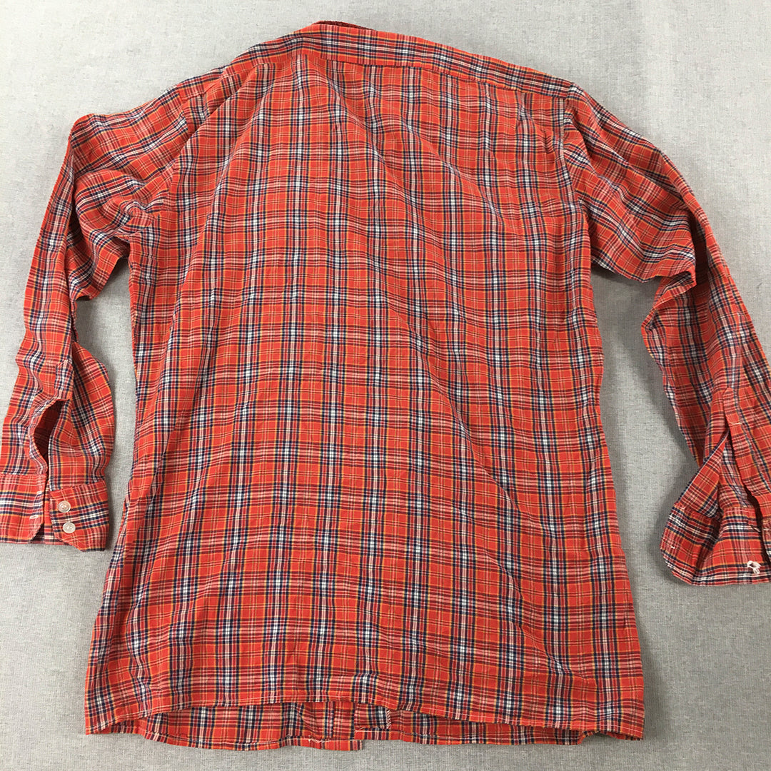 Topps & Trowsers Mens Shirt Size M Red Checkered Button-Up Long Sleeve Pockets