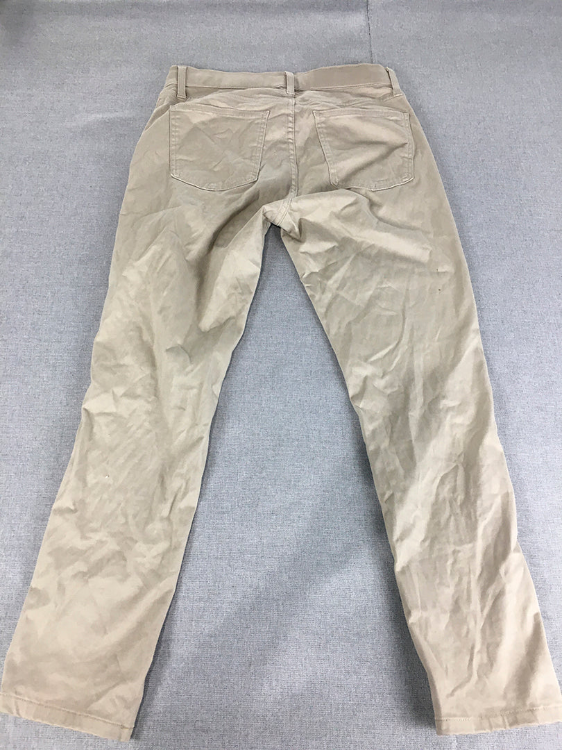 Uniqlo Mens Chino Pants Size S Brown Elastic Waist Slim Stretch Pockets