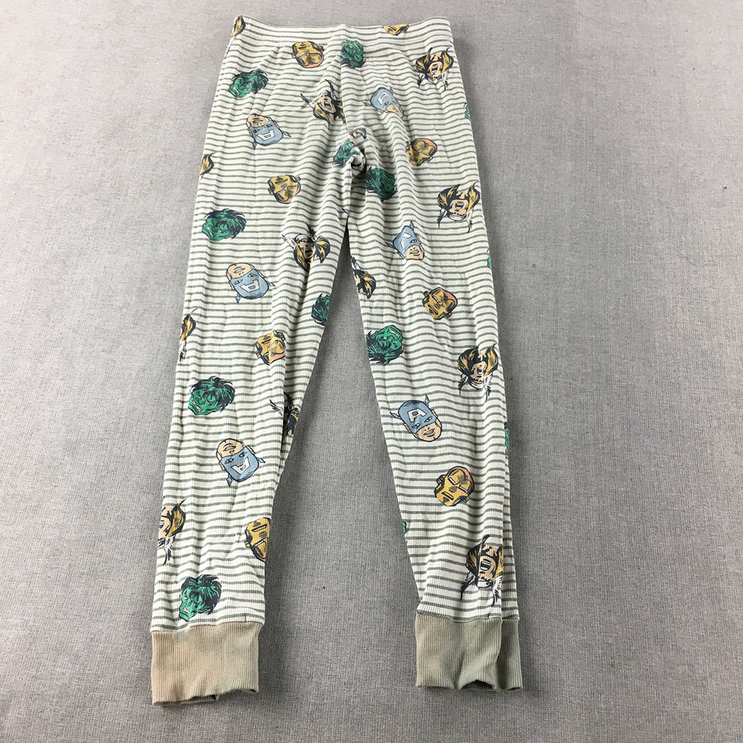 Marvel Superheros Kids Boys Pajama Pants Size 8 White Green Avengers Sleepwear