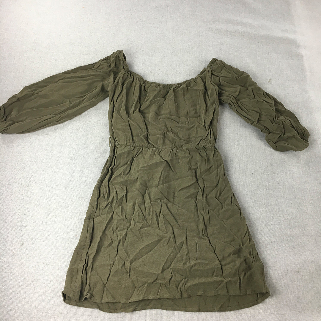 Bardot Womens Mini Dress Size 8 AU Khaki Green A-Line