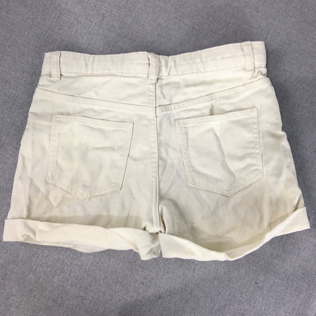 H&M Kids Girls Denim Shorts Size 12 - 13 Years White Bermuda