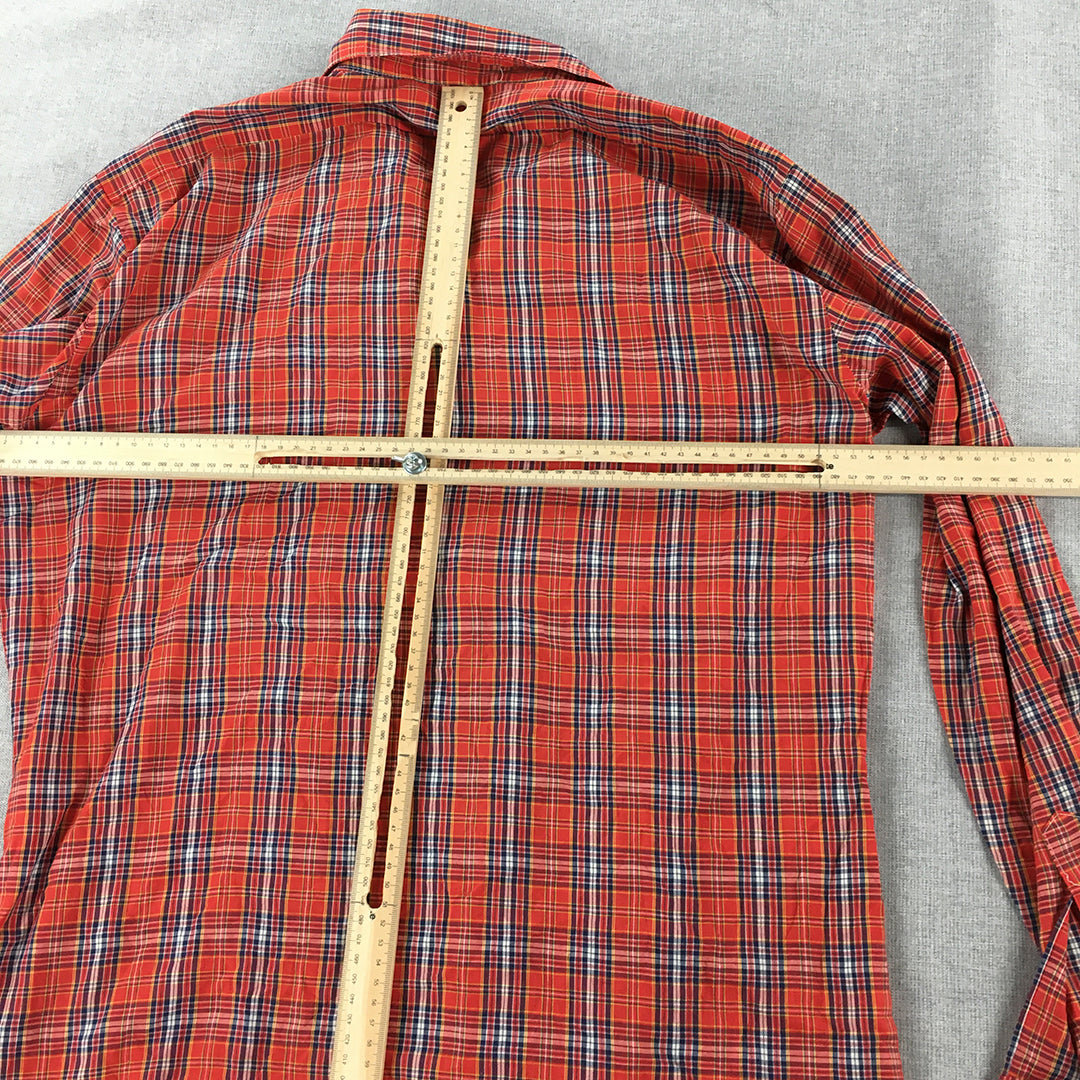 Topps & Trowsers Mens Shirt Size M Red Checkered Button-Up Long Sleeve Pockets