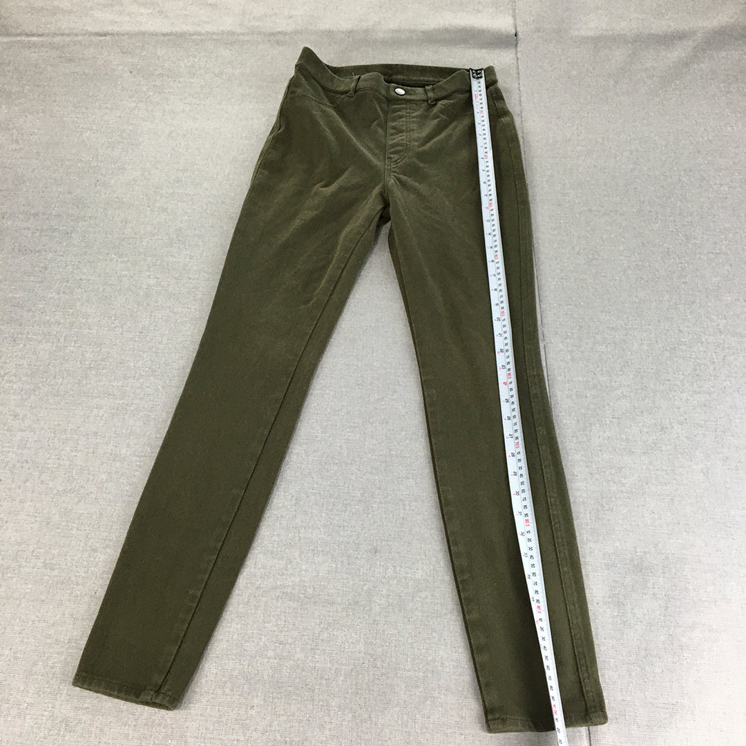 Uniqlo Womens Skinny Jeans Size M Khaki Green Stretch Denim