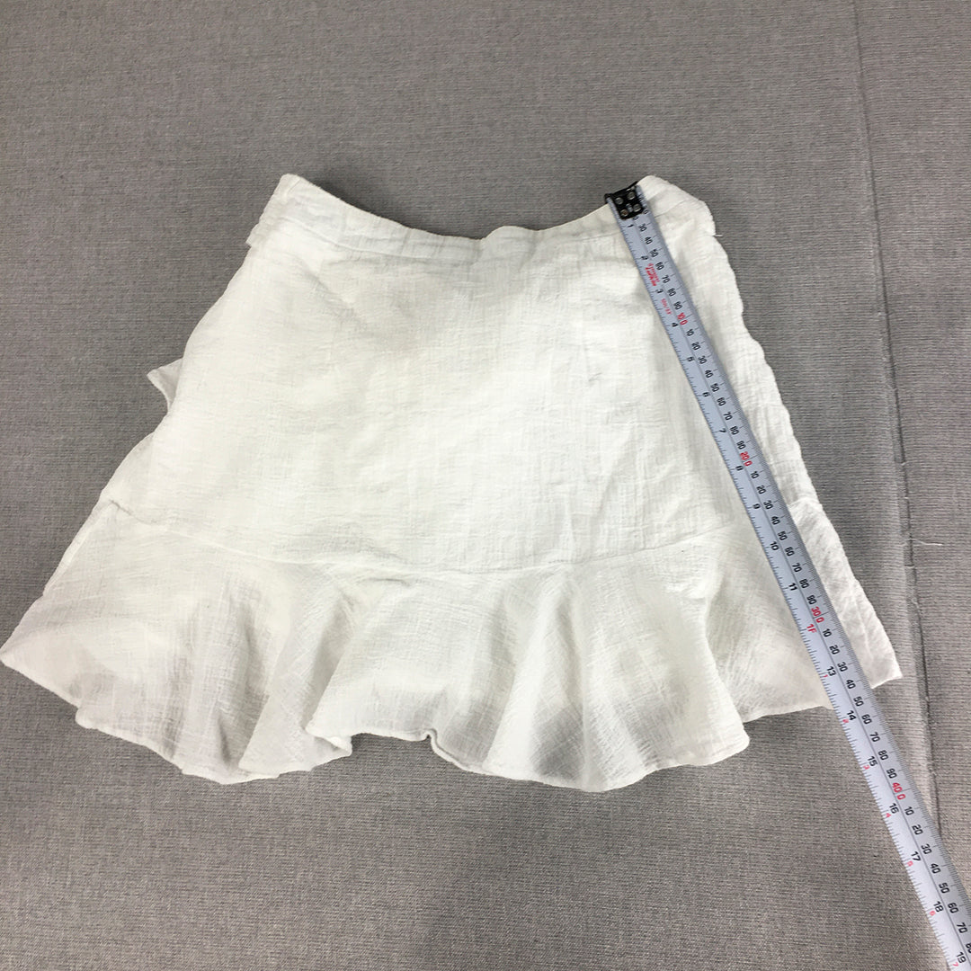 Mooloola Womens Skirt Size 6 White Tiered Belted Mini