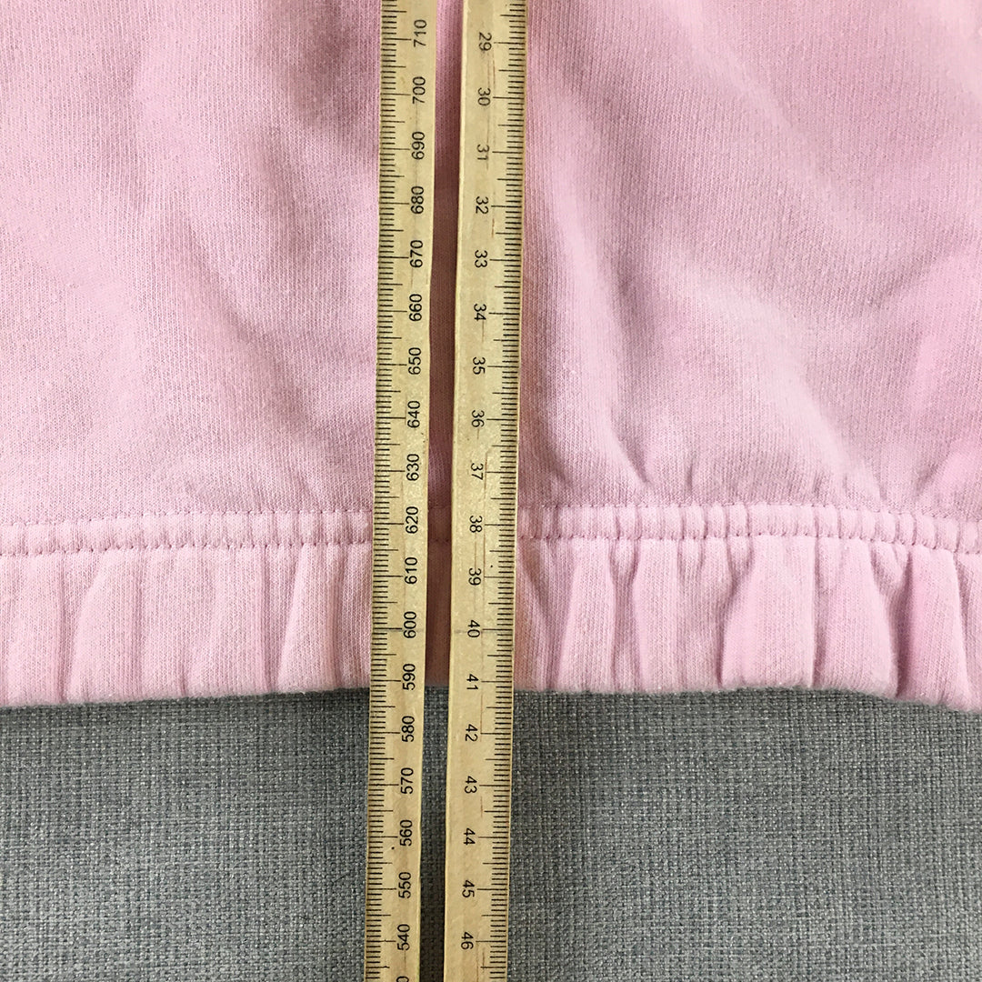 Ellesse Womens Cropped Hoodie Sweater Size 10 Pink Logo Jumper