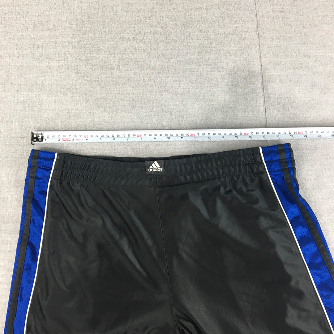 Adidas Mens Basketball Shorts Size XL Black Blue Drawstring Elastic Waist