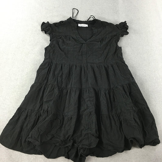 Ebby And I Womens Tiered Mini Dress Size S / M Black A-Line Short Sleeve